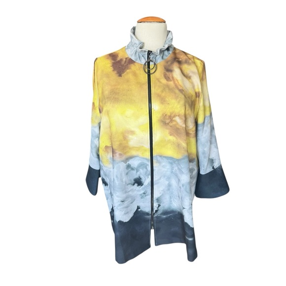 NWT IC Collection by Connie K 2X Abstract Watercolor Blouse Artwear Avant Garde - Picture 1 of 12